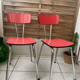 Pair of raspberry formica chairs