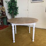 Round raw wood table