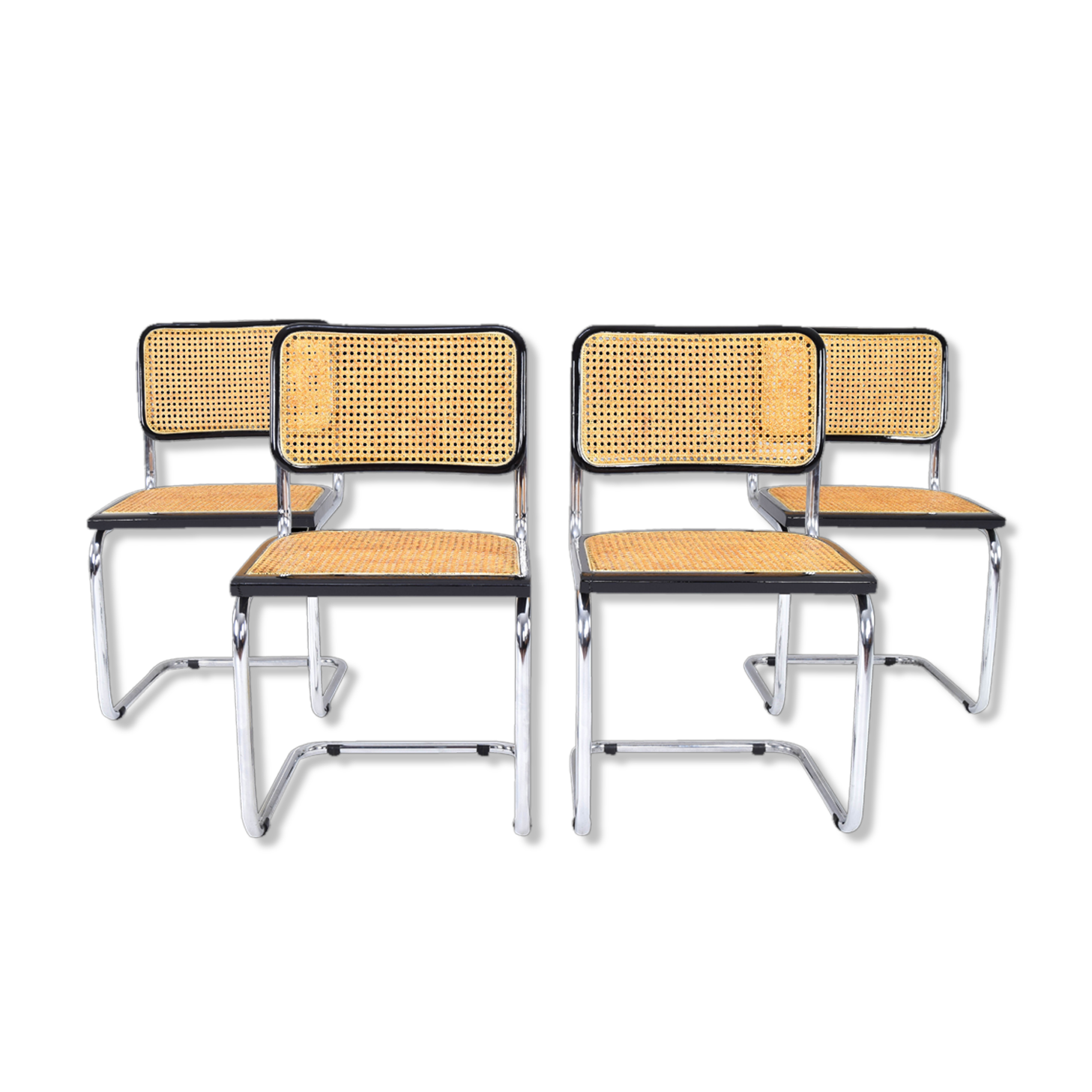 Set of Four Mid-Century Modern Italian Marcel Breuer B32 Cesca Chairs, 70s
