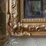 Antique gold patterned mirror
