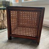 Caches-pots vintage en bois et cannage