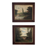 Paire de tableaux anciens classiques