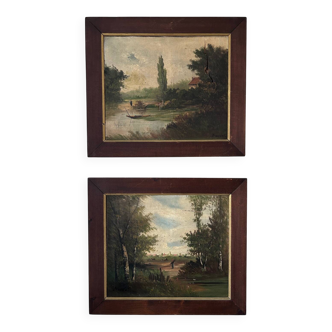 Pair of classical antique paintings