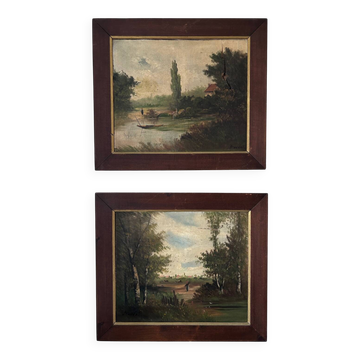 Pair of classic antique paintings