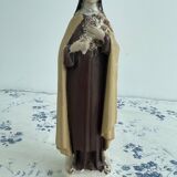 Antique statue of Saint Therese of Lisieux, religious plaster figurine