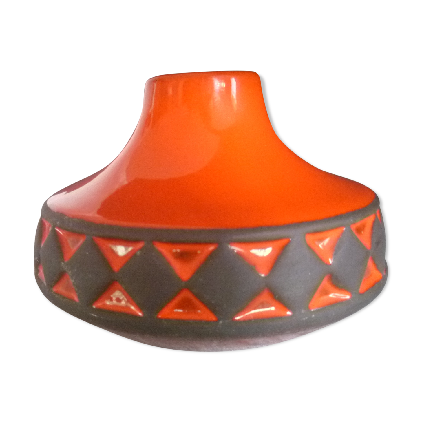 Ceramic vase geometric decoration vintage 70s