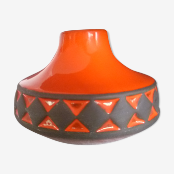 Ceramic vase geometric decoration vintage 70s