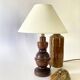 Wooden lamp, recent fabric cable 200 cm, pagoda lampshade