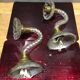Pair of glass and gold metal sconces in the 1950s