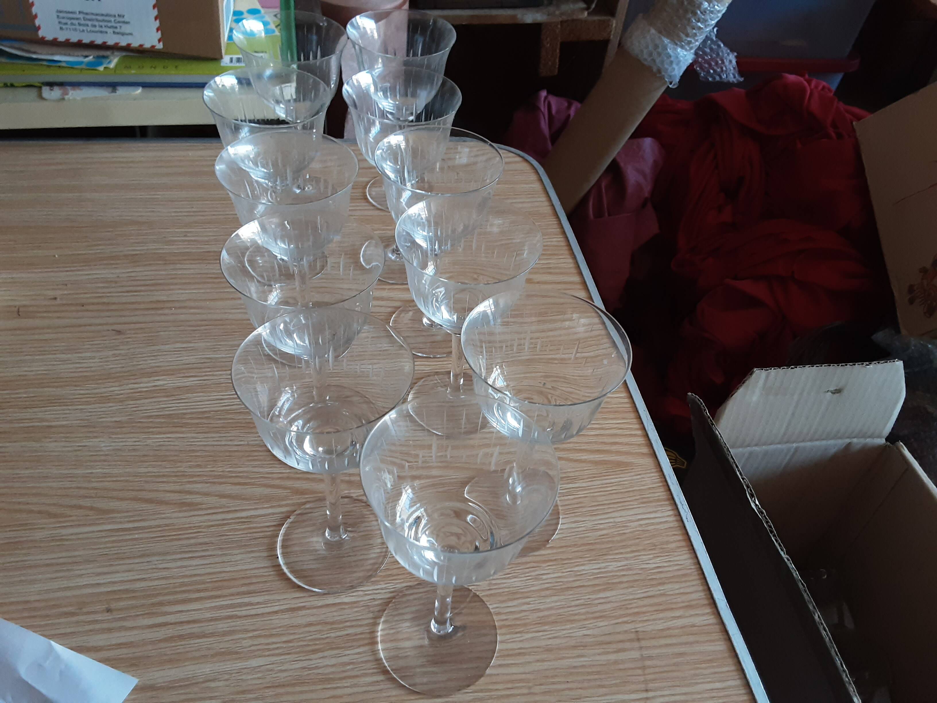 11 stemmed glasses cut glass