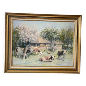 Vaches normandes signé Merlet