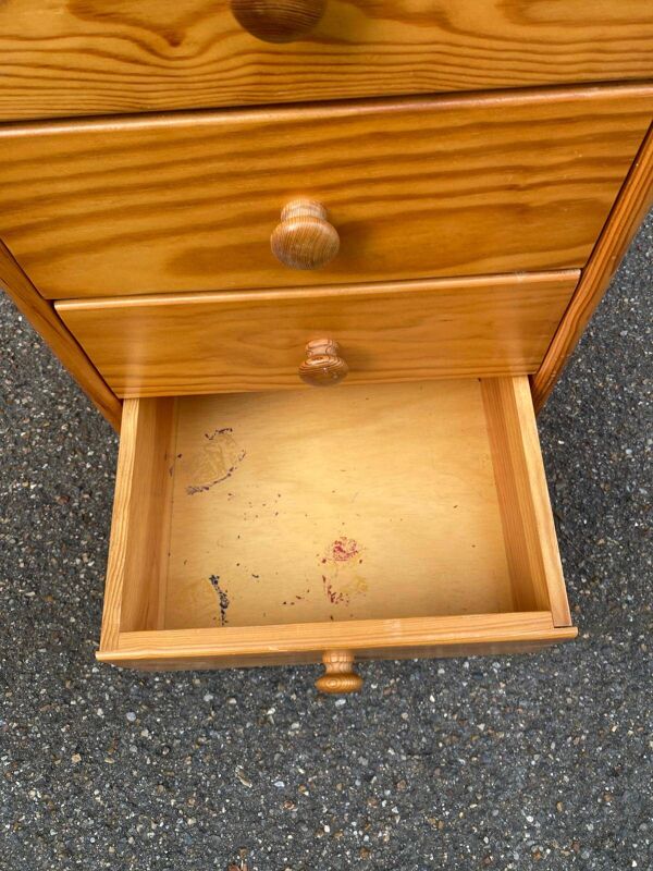 Commode scandinave buffet 5 tiroirs en bois massif 1980