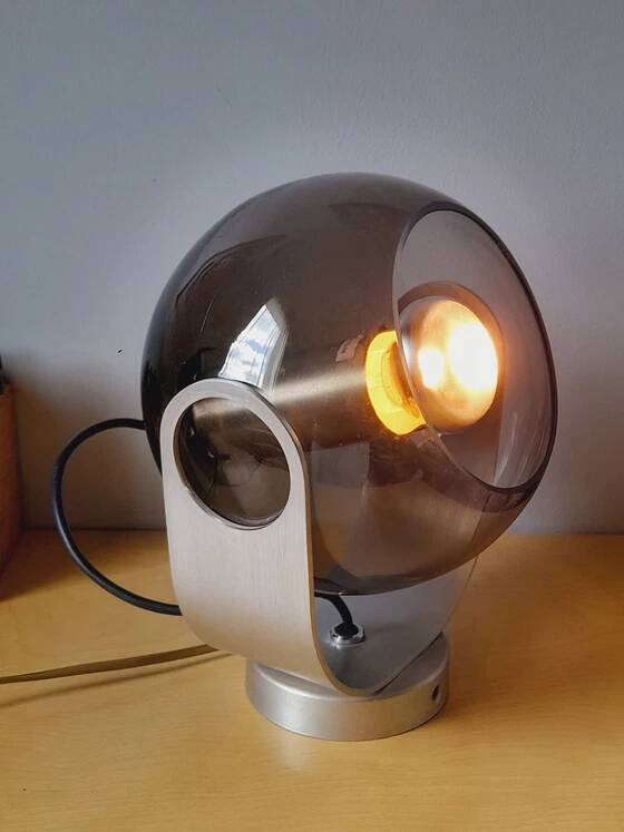 Smoked glass and chrome metal spot lamp from the 70s.