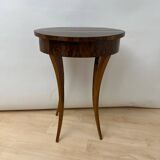 Oval Biedermeier Side Table with Drawer in Walnut Veneer, South Germany, 1820