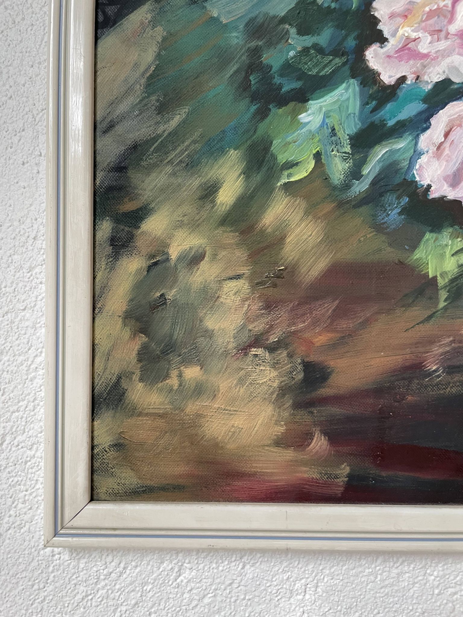 Toile huile sur bois fleurs