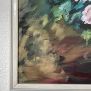 Toile huile sur bois fleurs