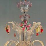 Venetian chandelier in multicolored Murano glass, 6 light arms circa 1920