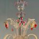 Lustre vénitien en verre de Murano multicolore, 6 bras de lumière vers 1920