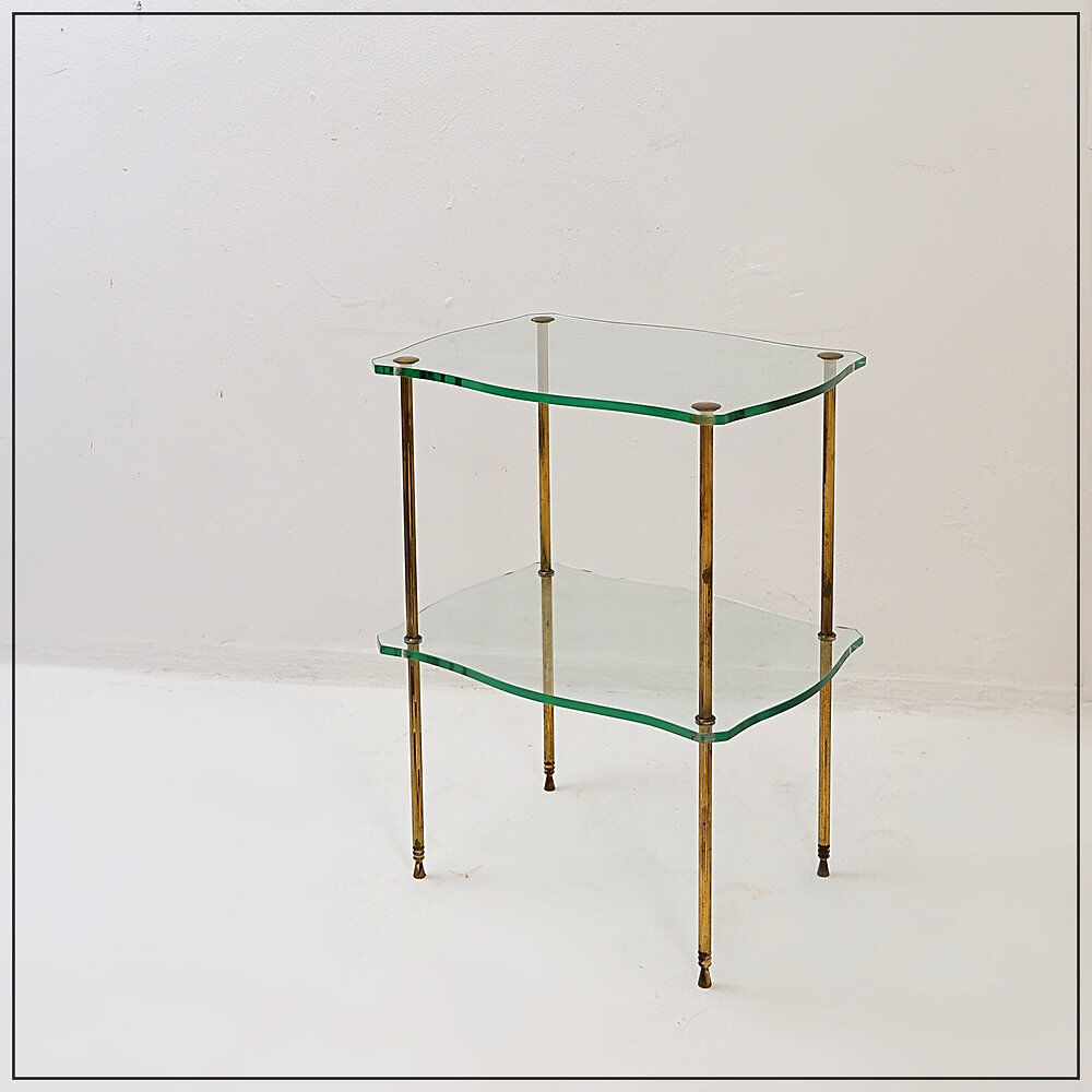 Brass side table with double glass top Maison Jansen Style - Circa 1940