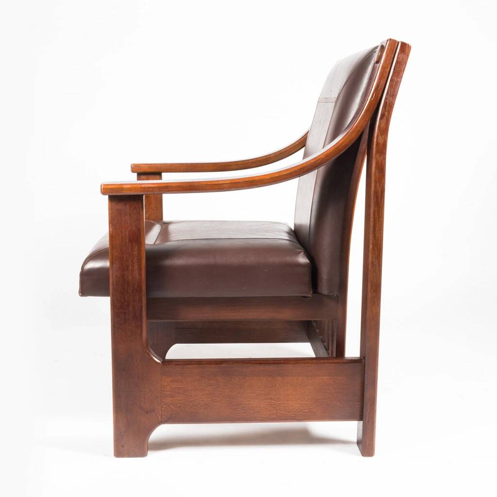 Wooden armchair with leather upholstery by Zbyněk Hřivnáč
