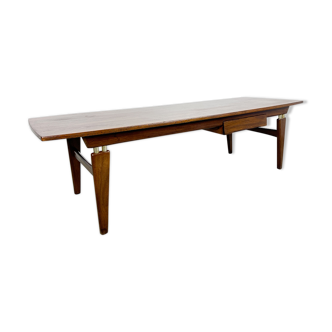 Table basse rétro en teck avec tiroir