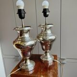 Pair of silver-plated metal lamps published by Christofle - 1950s design