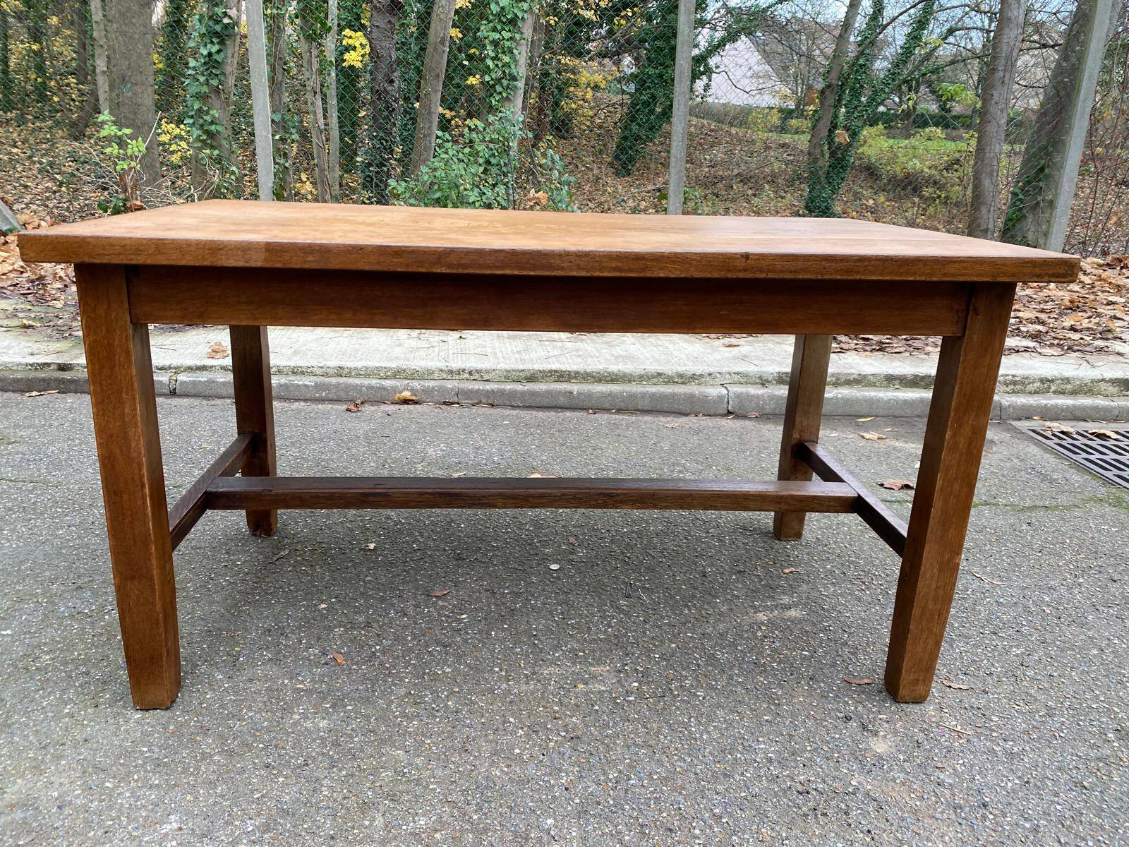 19th century solid oak farmhouse table, 140x80cm