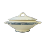 Vintage soup tureen, blue ironstone, Salins model, Castellane