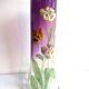Legras enameled vase, multicolored pansies, colorless gradient purple glass