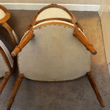 Pair of Louis XVI style medallion armchairs, late 19th / early 20th century.