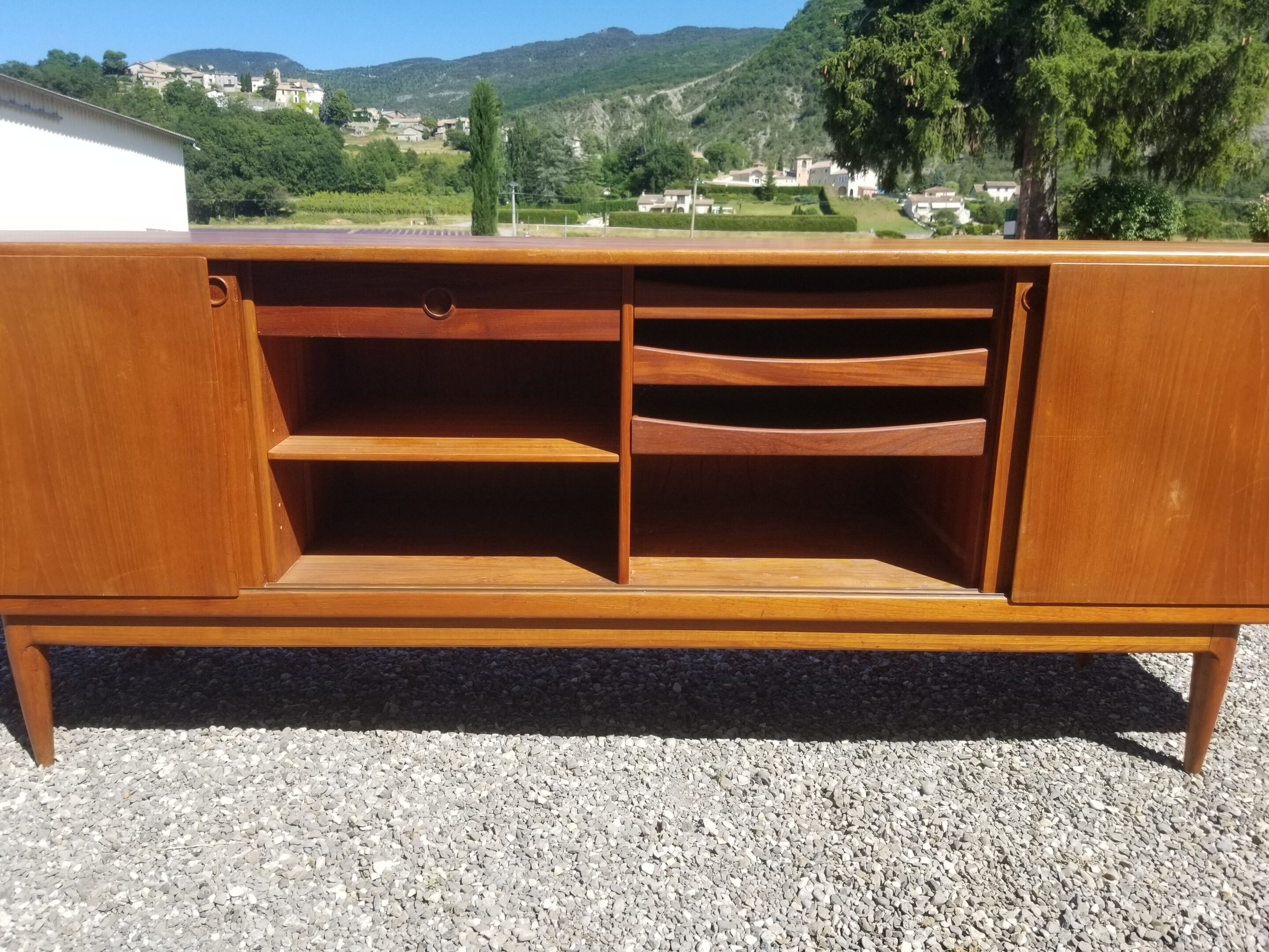 Scandinavian teak row 4 sliding doors - 60s