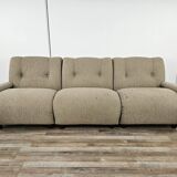 70s modular sofa with three seats in fabric