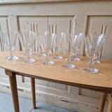 Set of 10 vintage 1970s crystal water or wine glasses
