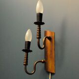Two-arm copper wall lamp