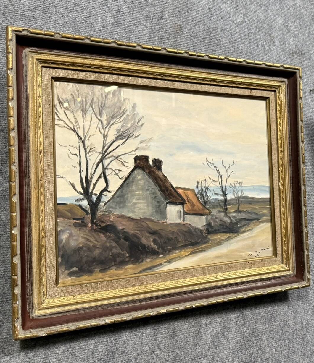 Guillermin M.: oil on panel rural landscape