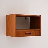 1960s Scandinavian wall-mounted teak bedside table