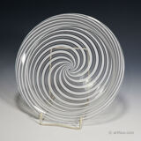 Large Murano glass art plate with filigree from the 19th century.