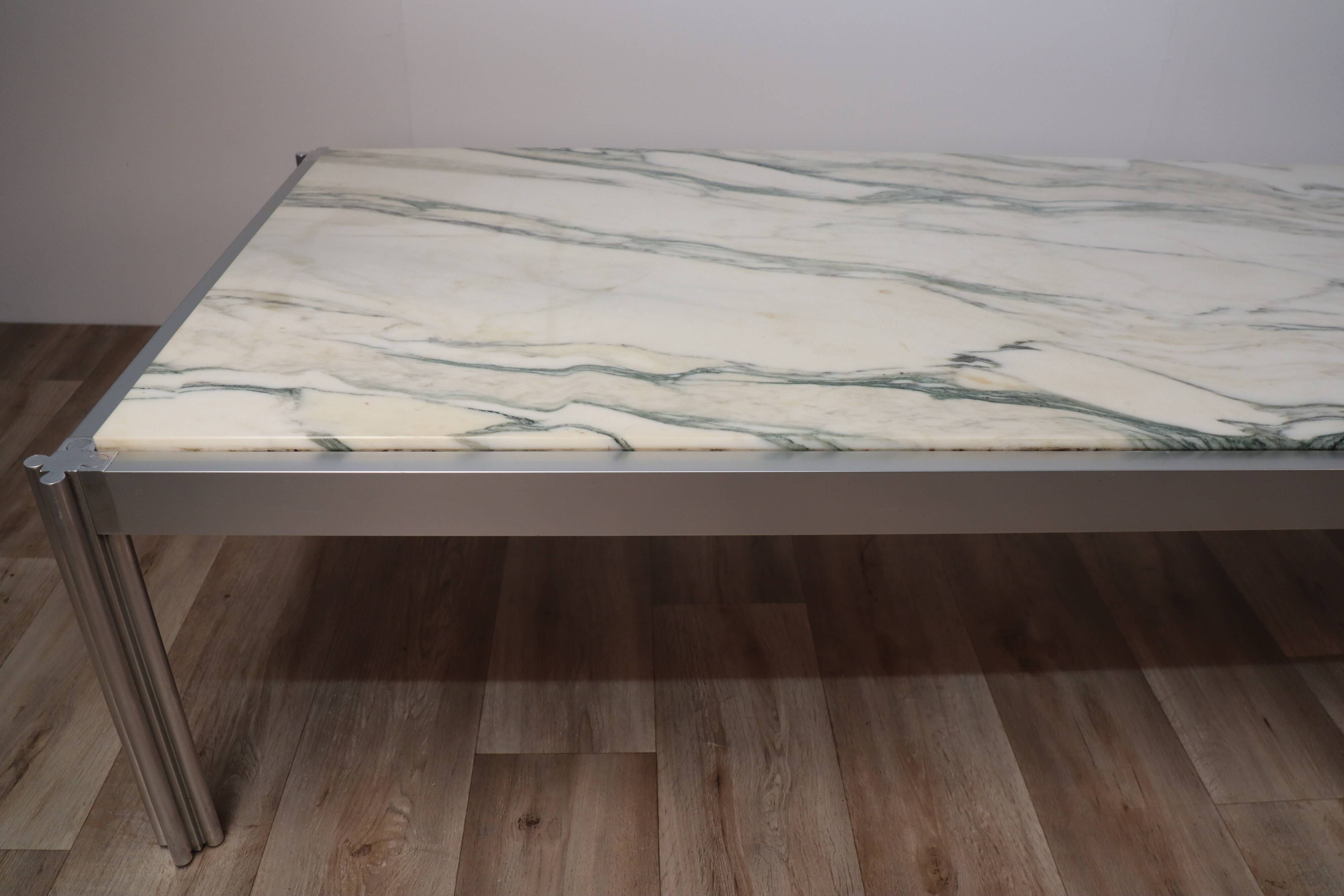 Table basse de Georges Ciancimino en marbre et aluminium, 1970