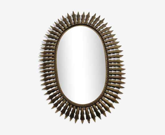 Miroir soleil vintage en métal - 51x70cm