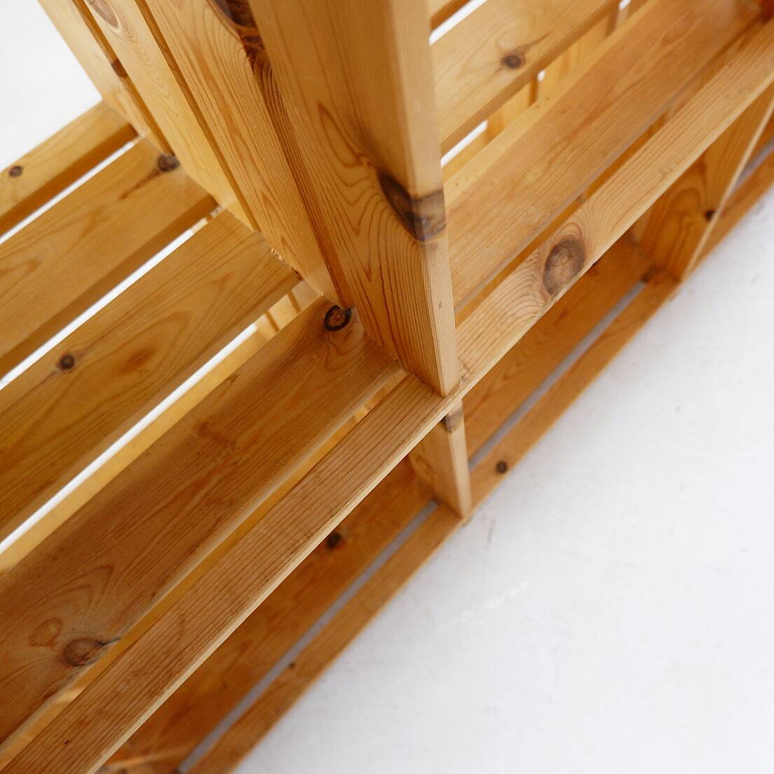 Vintage pine staircase shelf bookcase - Maison Regain style