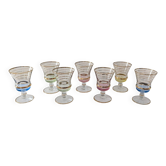 7 multicoloured stemmed glasses from the 1950s
