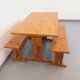Suite of a table and 2 vintage fir benches from the 60s