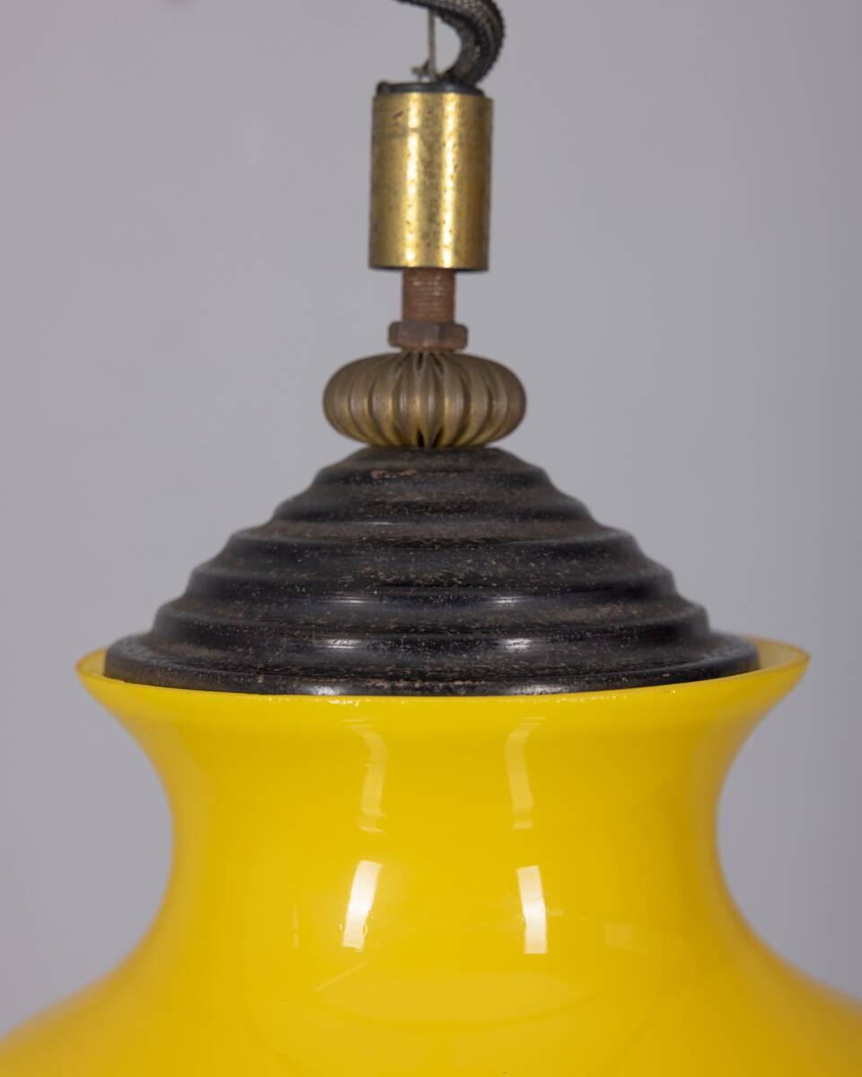 VINTAGE 1970S YELLOW GLASS CHANDELIER, ITALIAN DESIGN
