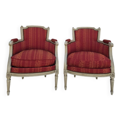 Paire de fauteuils bergères style Louis XVI ancienne