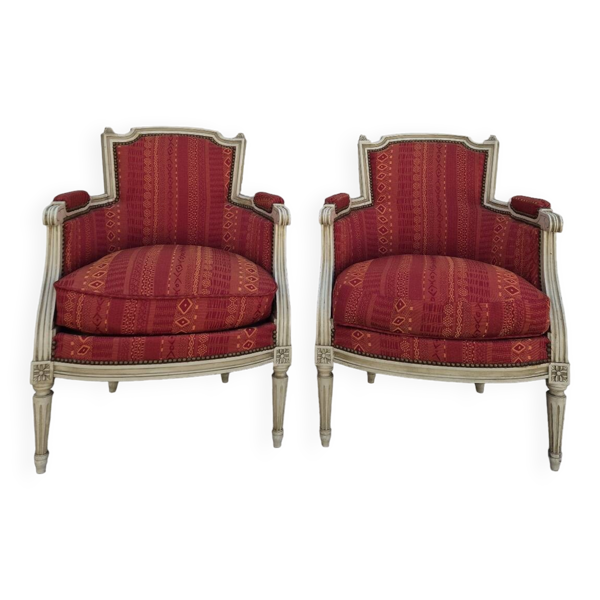 Paire de fauteuils bergères style Louis XVI ancienne — Beyit