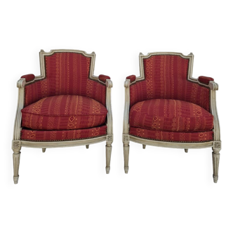 Paire de fauteuils bergères style Louis XVI ancienne