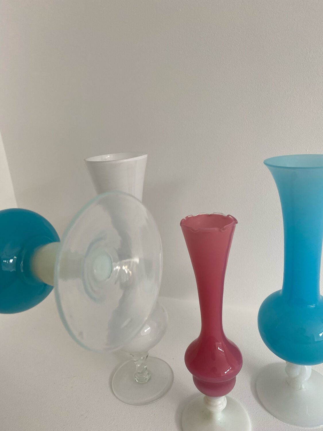 Set of 4 vintage opaline vases