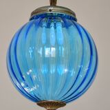 Set of 2 charming vintage Murano blue glass pendant lights, 1960