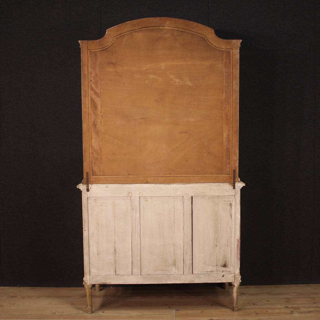 Commode en bois laqué avec miroir style Louis XVI