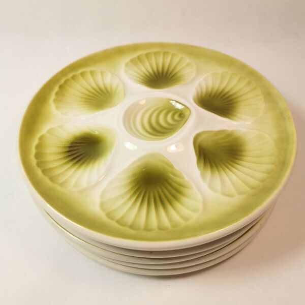 Ensemble 6 assiettes à huîtres moulin des loups orchies années 1960 vintage